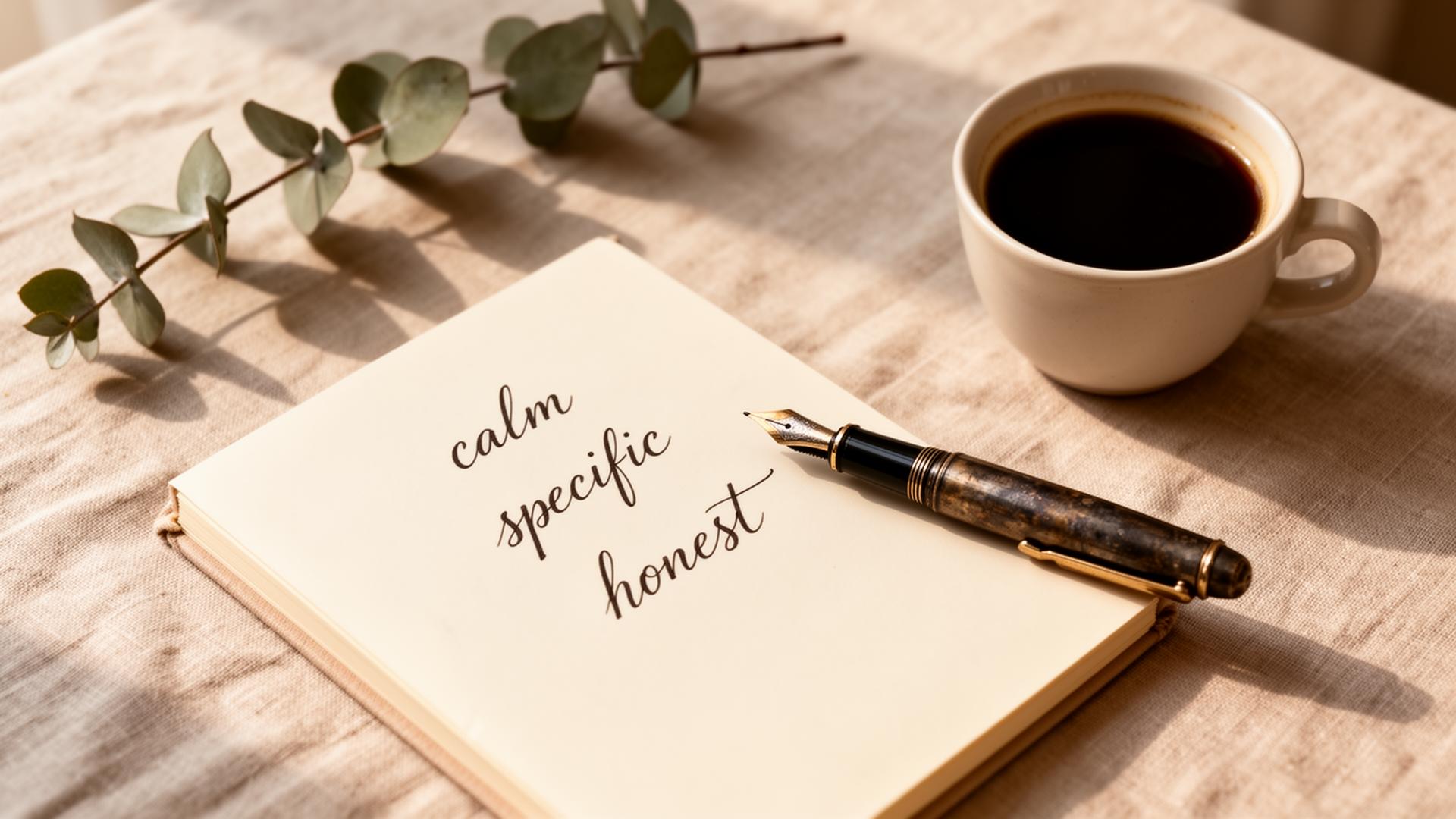 Three adjectives. That''s the entire voice triangle. Two leaves room for drift; four invites contradiction.